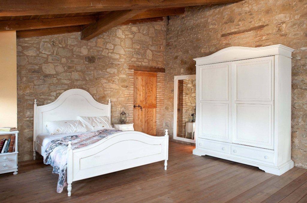 Letto Provenzale Legno Bianco Ferro Battuto